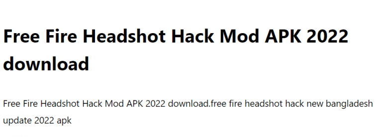free fire headshot hack mod apk 2021